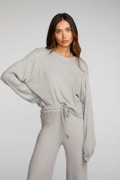 Cheap Thermal Waffle Cropped Long Sleeve Tee Women Loungewear|Tops