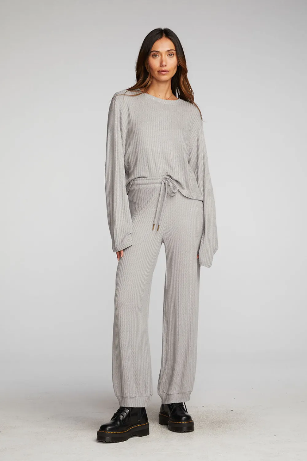 Cheap Thermal Waffle Cropped Long Sleeve Tee Women Loungewear|Tops