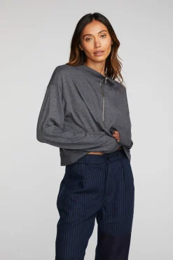 New Triblend Half Zip Pullover With Rib Women Loungewear|Tops