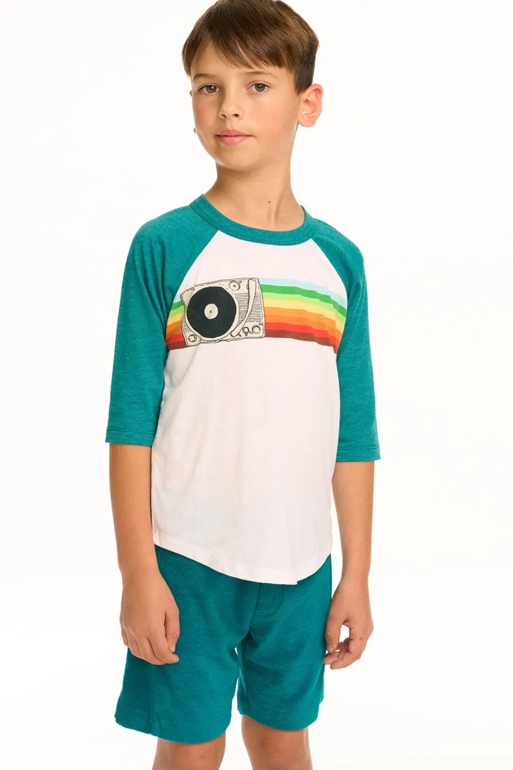 Best Sale Turntable Rainbow Recycled Vintage Jersey Baseball Tee Kids/BOY Boys