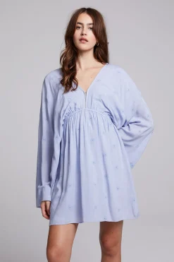 Cheap Waverly Faded Denim Blue Mini Dress Women Loungewear|Dresses