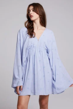 Cheap Waverly Faded Denim Blue Mini Dress Women Loungewear|Dresses