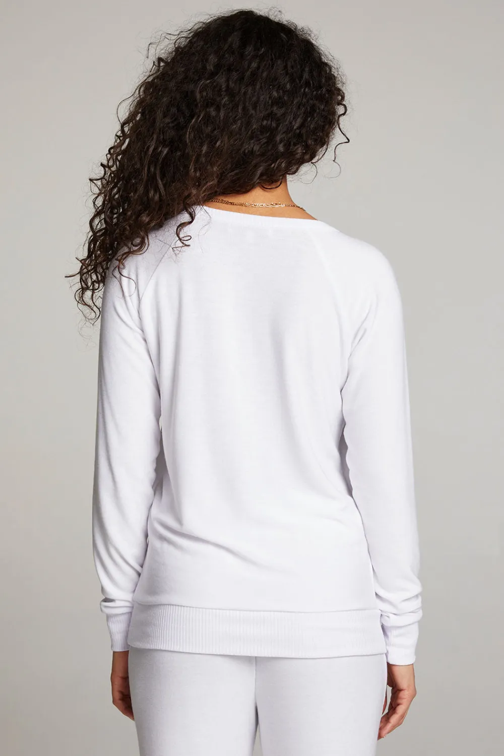 Cheap White Long Sleeve Raglan Pullover Women Loungewear|Tops