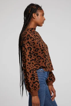 Fashion Willie Old Town Leopard Pullover Women Outerwear|Loungewear