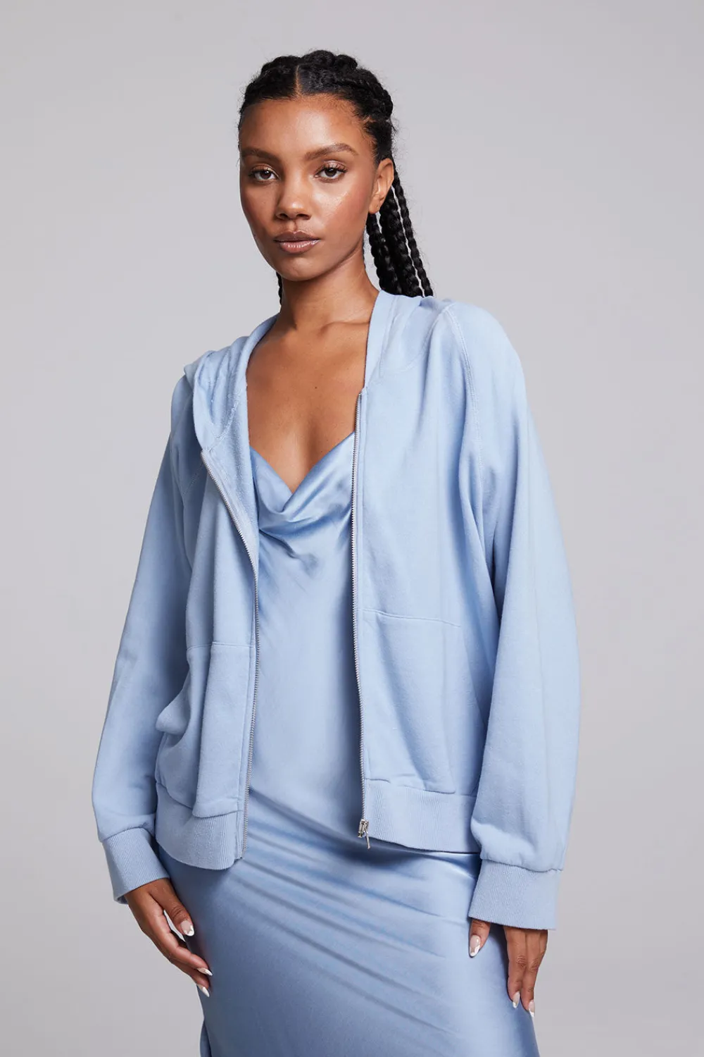 Outlet Yaro Blue Grotto Zip Up Sweatshirt Women Outerwear|Loungewear