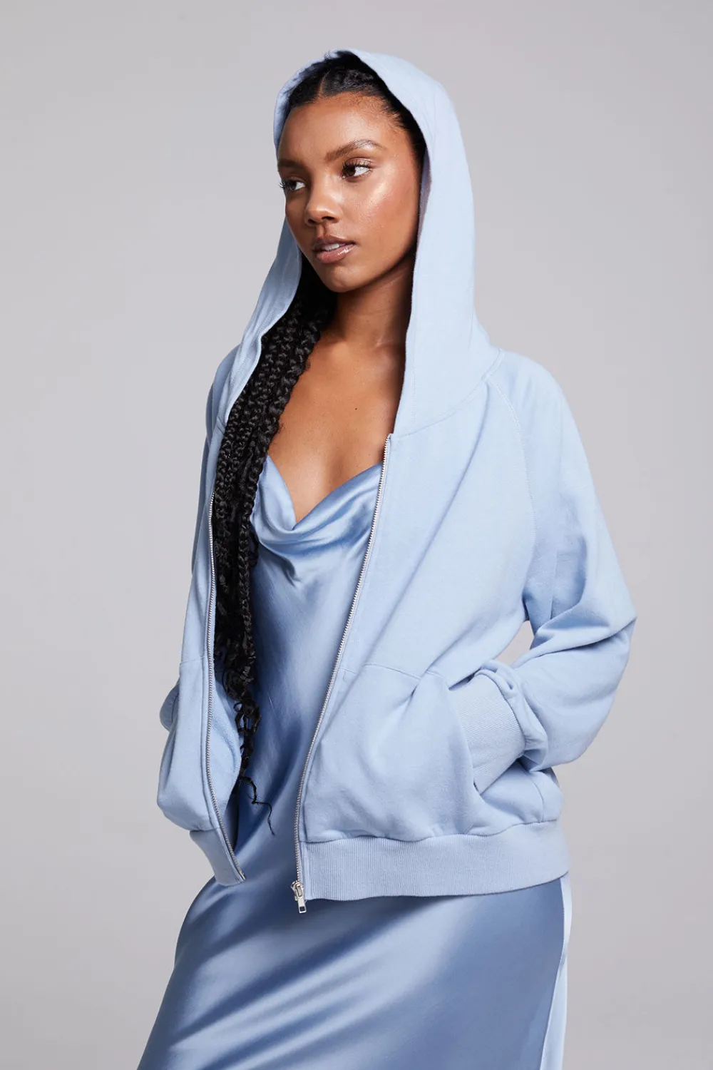 Outlet Yaro Blue Grotto Zip Up Sweatshirt Women Outerwear|Loungewear