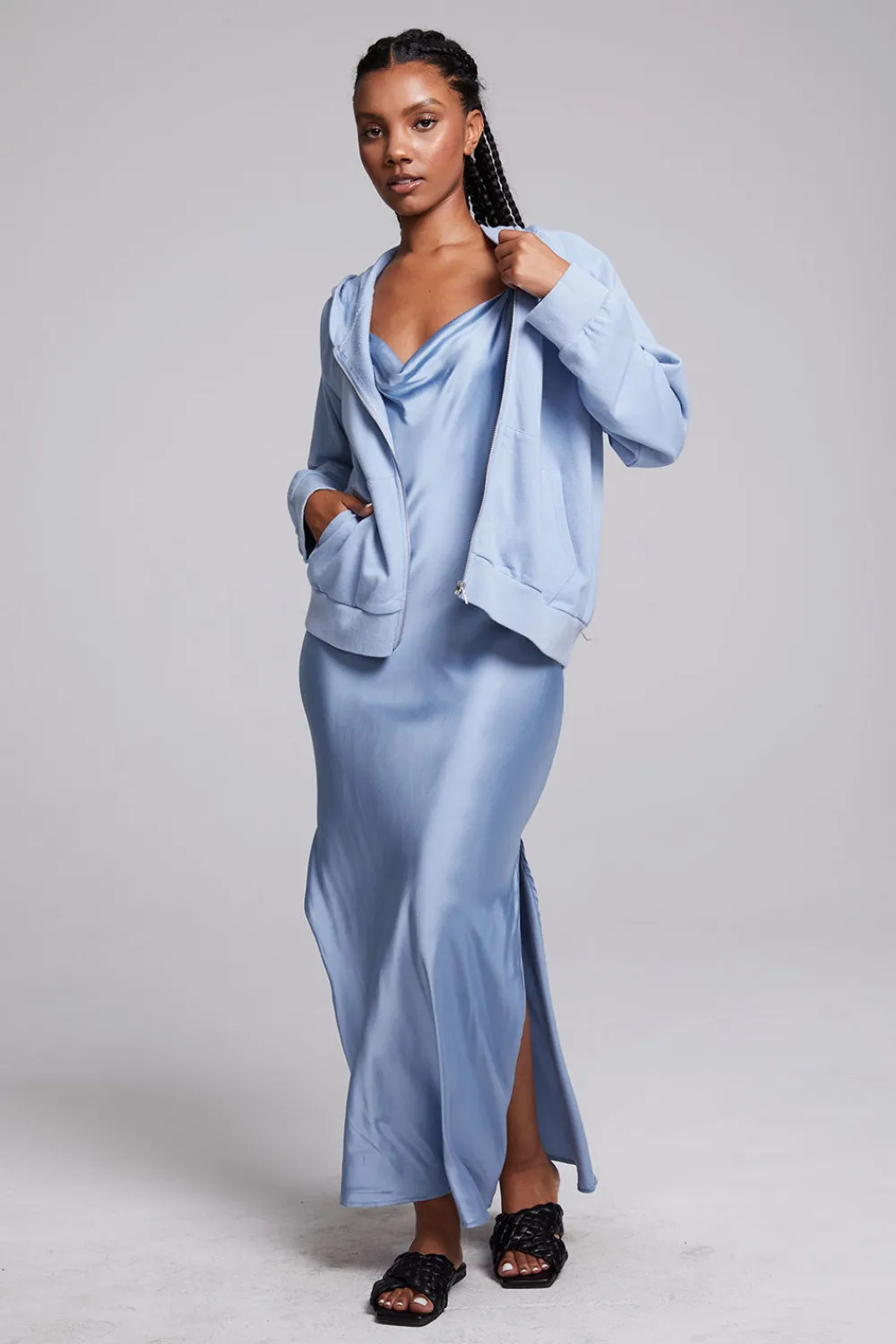Outlet Yaro Blue Grotto Zip Up Sweatshirt Women Outerwear|Loungewear