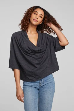 Cheap Yoko Shadow Black Tee Women Loungewear|Tops