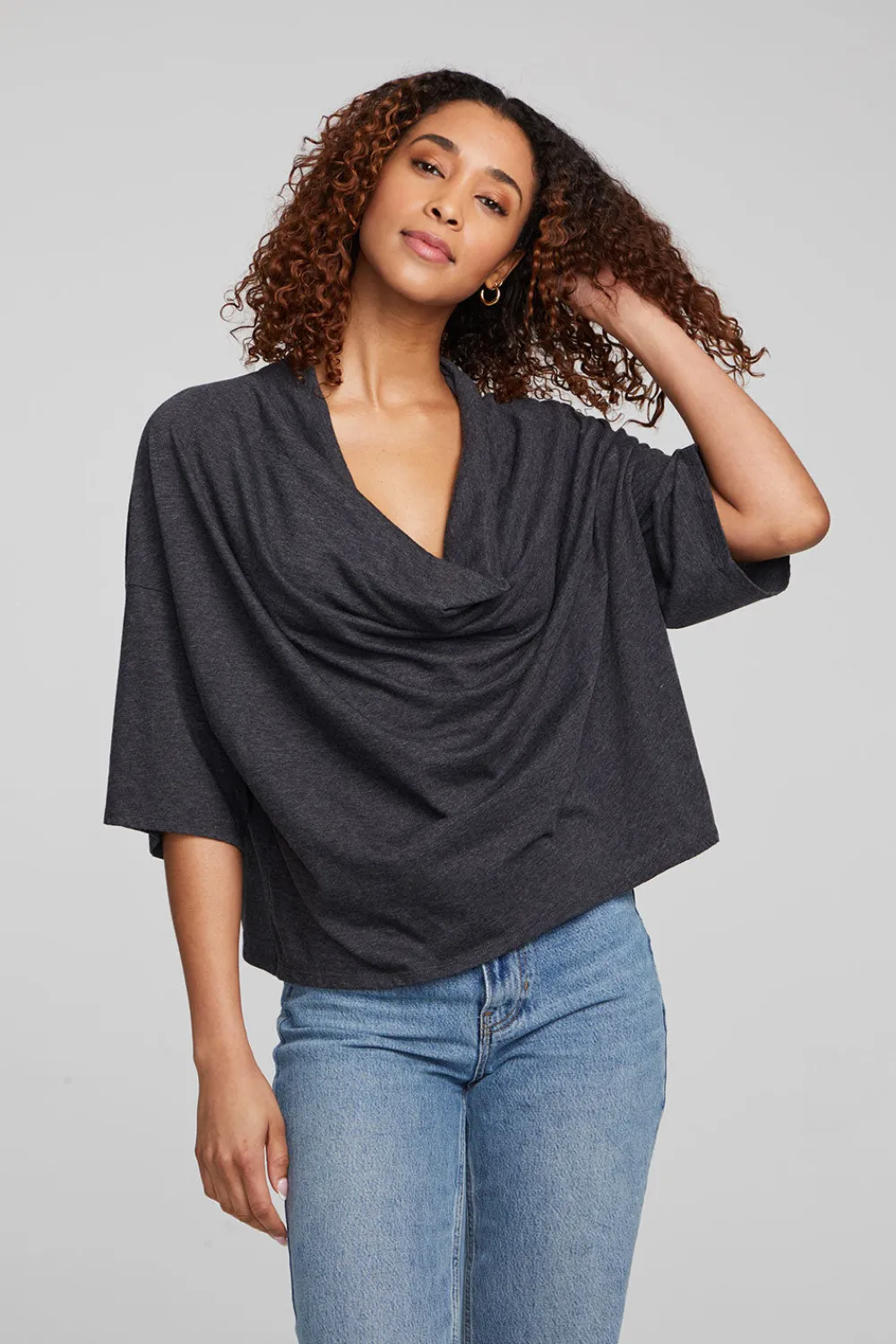 Cheap Yoko Shadow Black Tee Women Loungewear|Tops