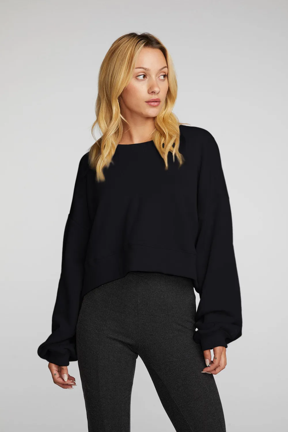 Best Zuma Cotton Terry Cropped Crewneck Pullover Women Loungewear|Tops
