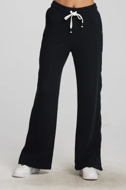 New Zuma Cotton Terry Wide Leg Joggers With Button Side Seam Women Loungewear|Bottoms