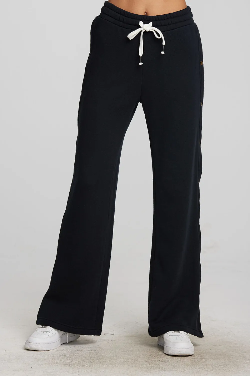 New Zuma Cotton Terry Wide Leg Joggers With Button Side Seam Women Loungewear|Bottoms