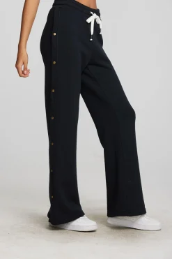 New Zuma Cotton Terry Wide Leg Joggers With Button Side Seam Women Loungewear|Bottoms