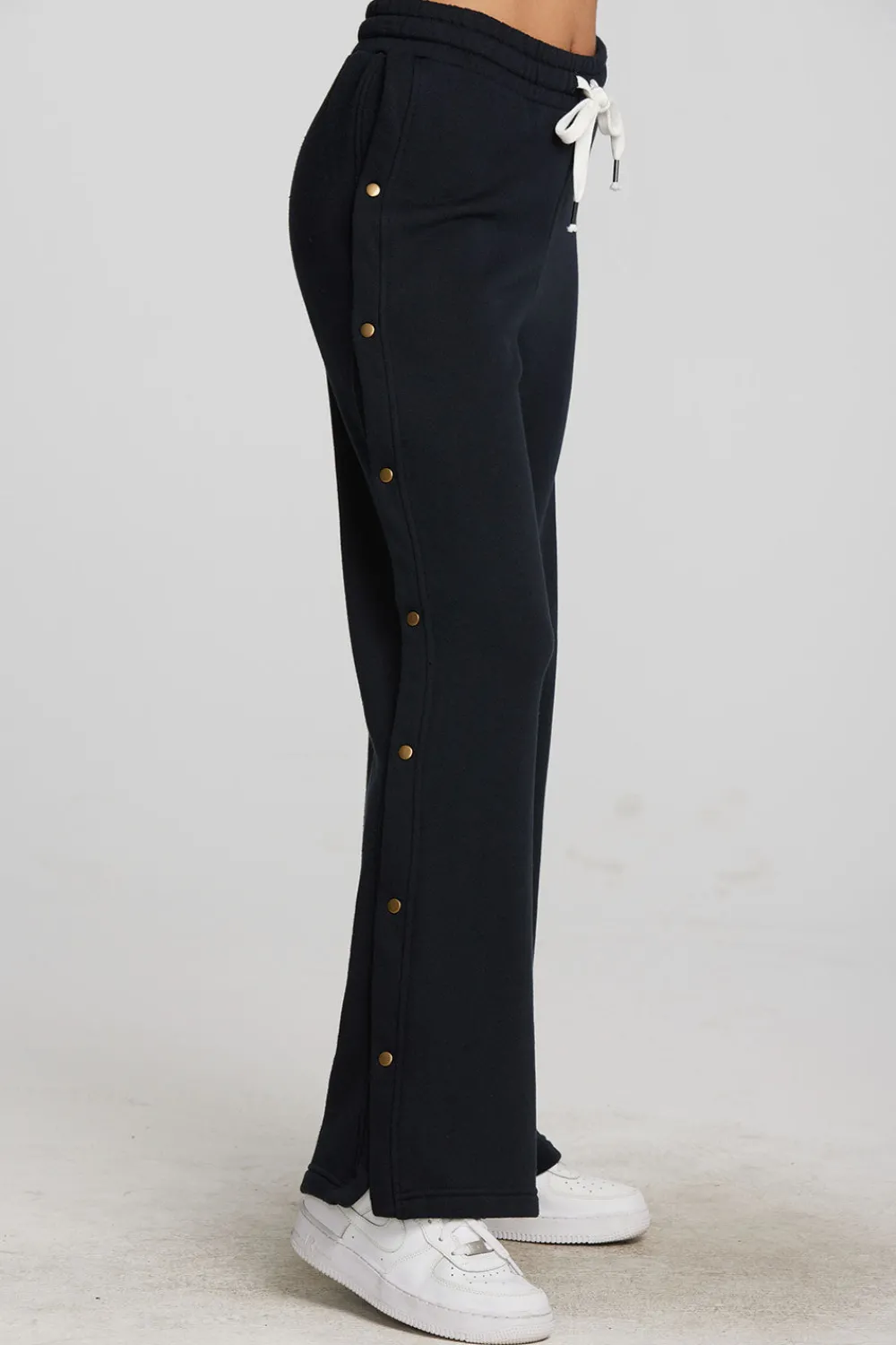New Zuma Cotton Terry Wide Leg Joggers With Button Side Seam Women Loungewear|Bottoms
