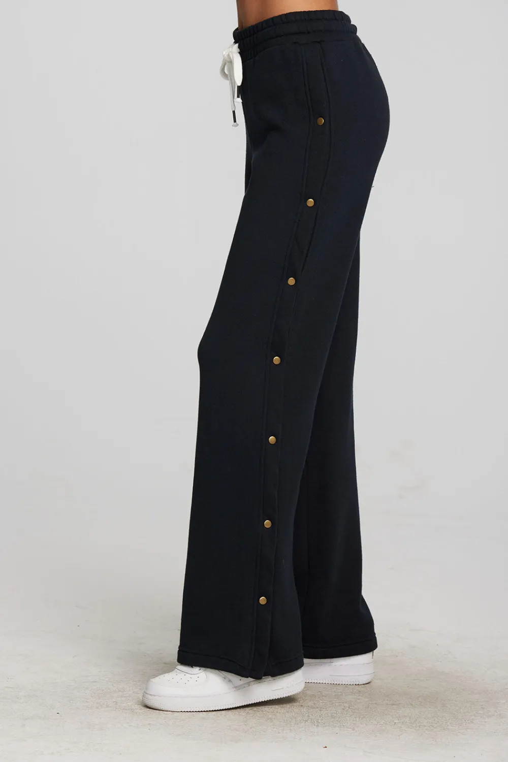New Zuma Cotton Terry Wide Leg Joggers With Button Side Seam Women Loungewear|Bottoms