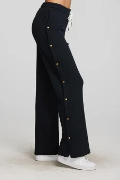 New Zuma Cotton Terry Wide Leg Joggers With Button Side Seam Women Loungewear|Bottoms
