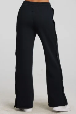 New Zuma Cotton Terry Wide Leg Joggers With Button Side Seam Women Loungewear|Bottoms